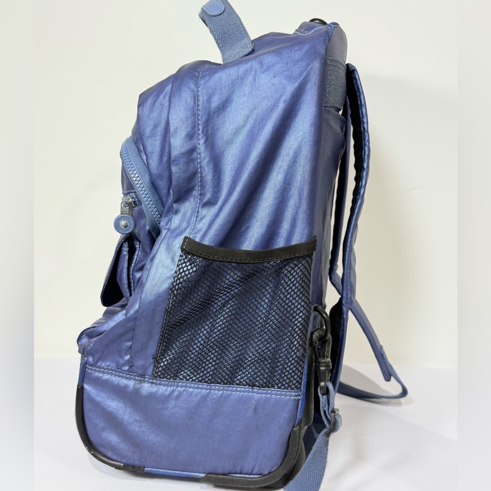 Kipling Shiny Blue Rolling Backpack - image 5